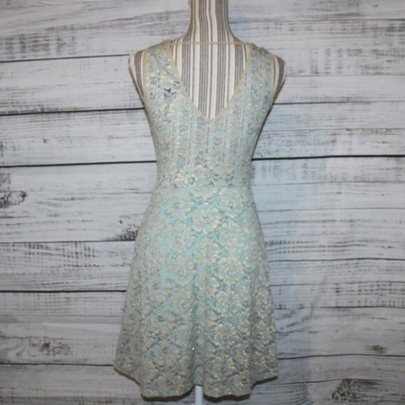 Windsor Floaty Gold & Mint Mini Dress Size Large - Picture 3 of 6